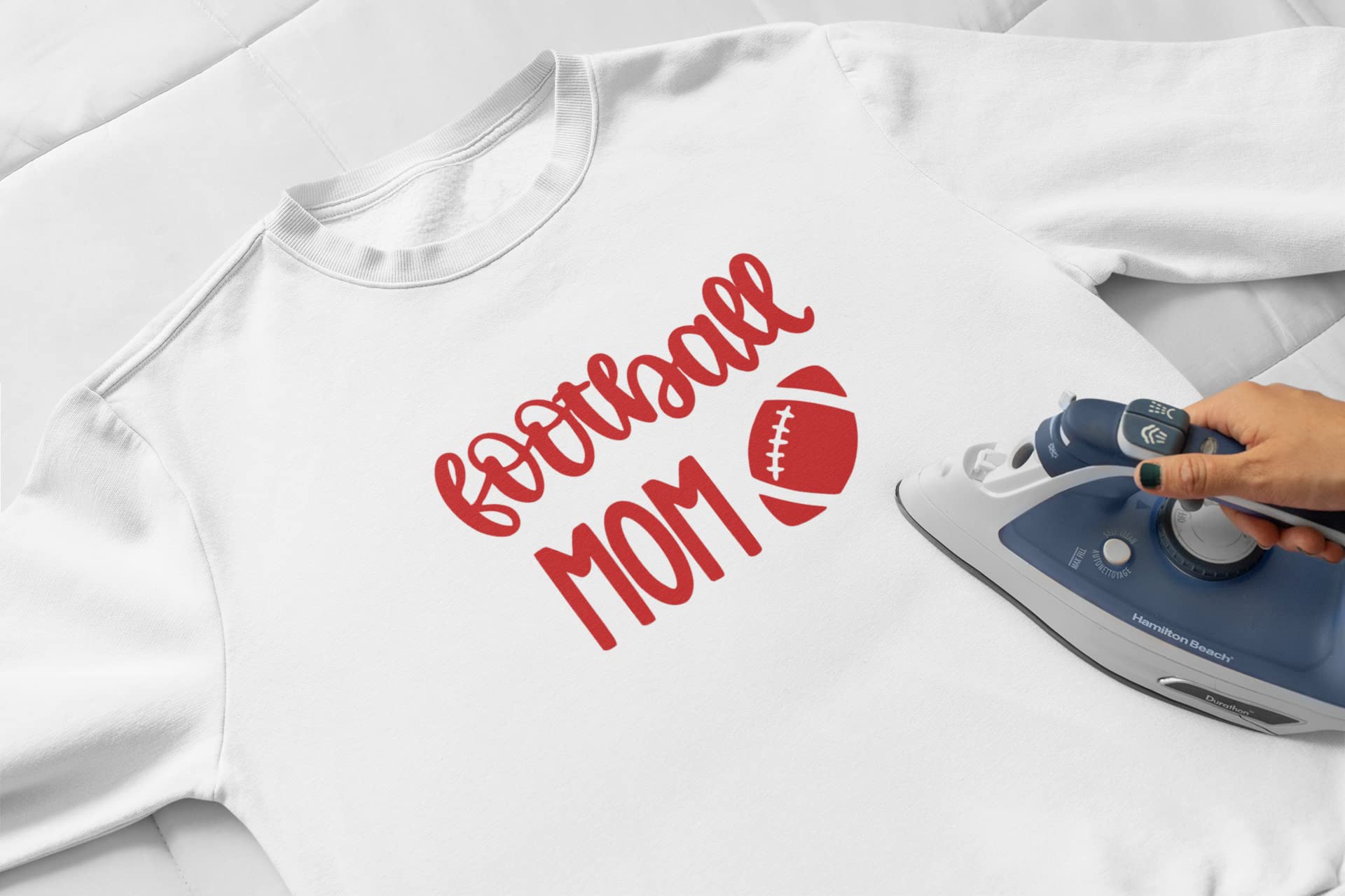 Football Mom Iron On Decal - Custom Vinyl Applique for T-Shirts & Fabric - Sports Team Patch Transfer for DIY Gifts & Apparel (Sugar Lemon Glitter) - Perfect for Game Day, Team Spirit & Mom Support