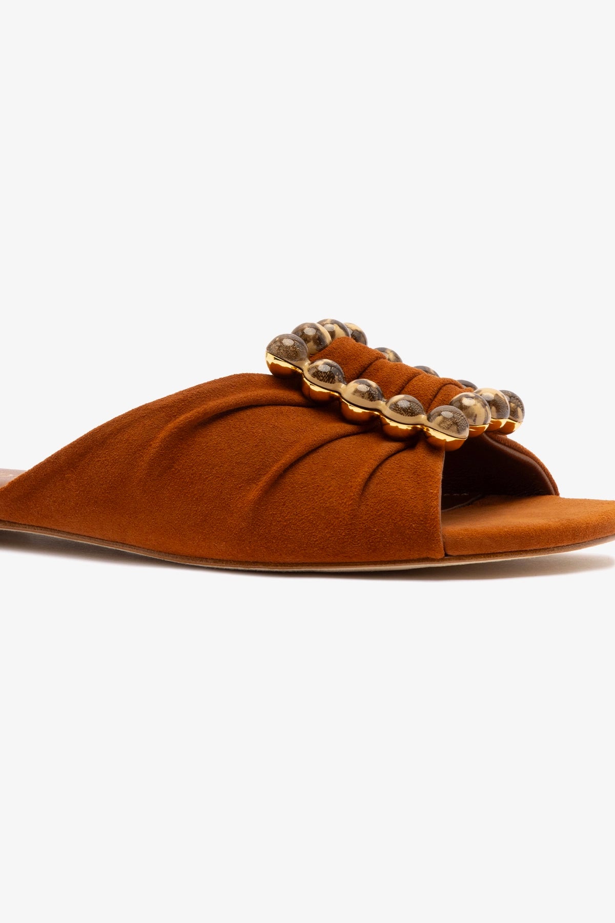 Chloe Gosselin by Larroudé Nova Flat Shoes in Chestnut Suede - Comfortable & Stylish Women's Loafers for Work, Office & Casual Wear