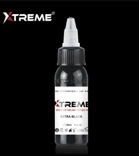 Xtreme Colors Extra Black Tattoo Ink - 1oz Bottle Professional Tattoo Pigment for Artists - Perfect for Black & Grey Tattoos, Line Work, and Shading
