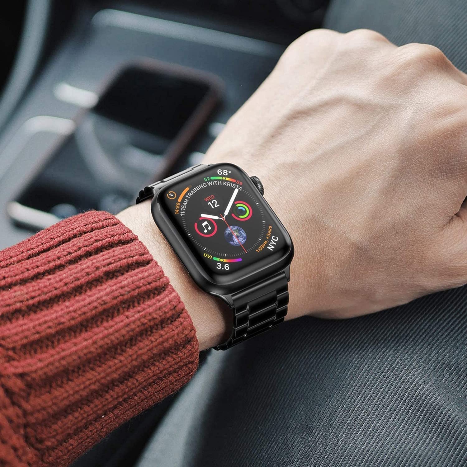 Stainless Steel Apple Watch Band for Series 9/8/7/6/5/4/3/SE/Ultra 2 - Compatible with 49mm 45mm 44mm 42mm 41mm 40mm 38mm - Durable Metal Replacement Strap for Men & Women - Perfect for Business, Workouts & Everyday Wear