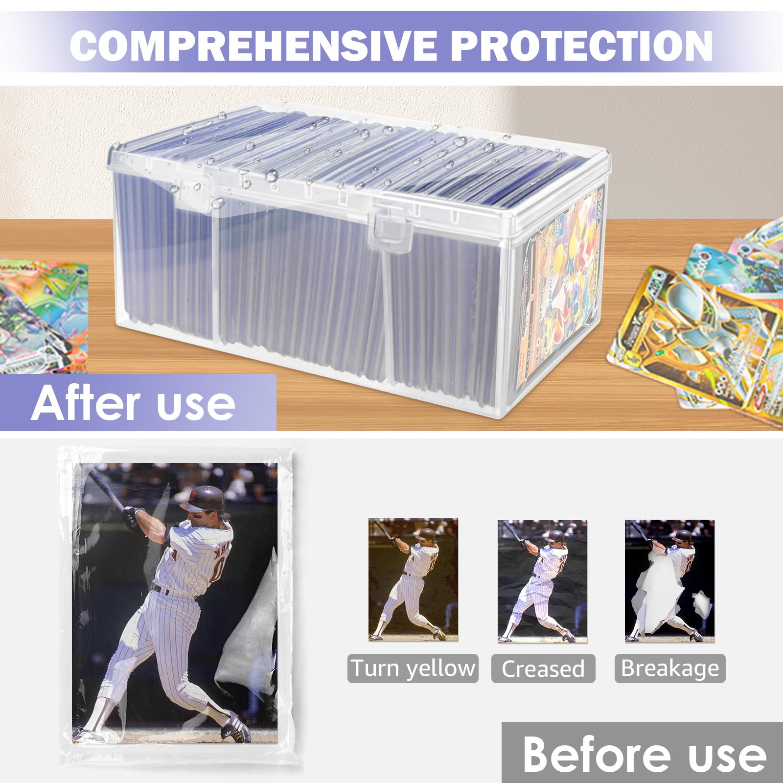 Premium Plastic Trading Card Storage Box with Dividers - Holds 500+ Sports Cards & 100+ Top Loaders - Perfect for MTG, Magic TCG, Yugioh & Baseball Cards - Ideal for Collectors, Tournaments & Home Organization