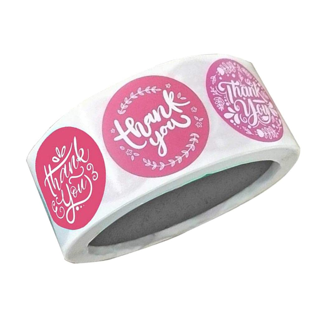FAKEME 500-Piece Roll of Thank You Stickers - Round Red Printed Envelope Sealing Labels for Packaging, Letters & Mailing | Perfect for Business, Wedding Invitations & Gift Wrapping
