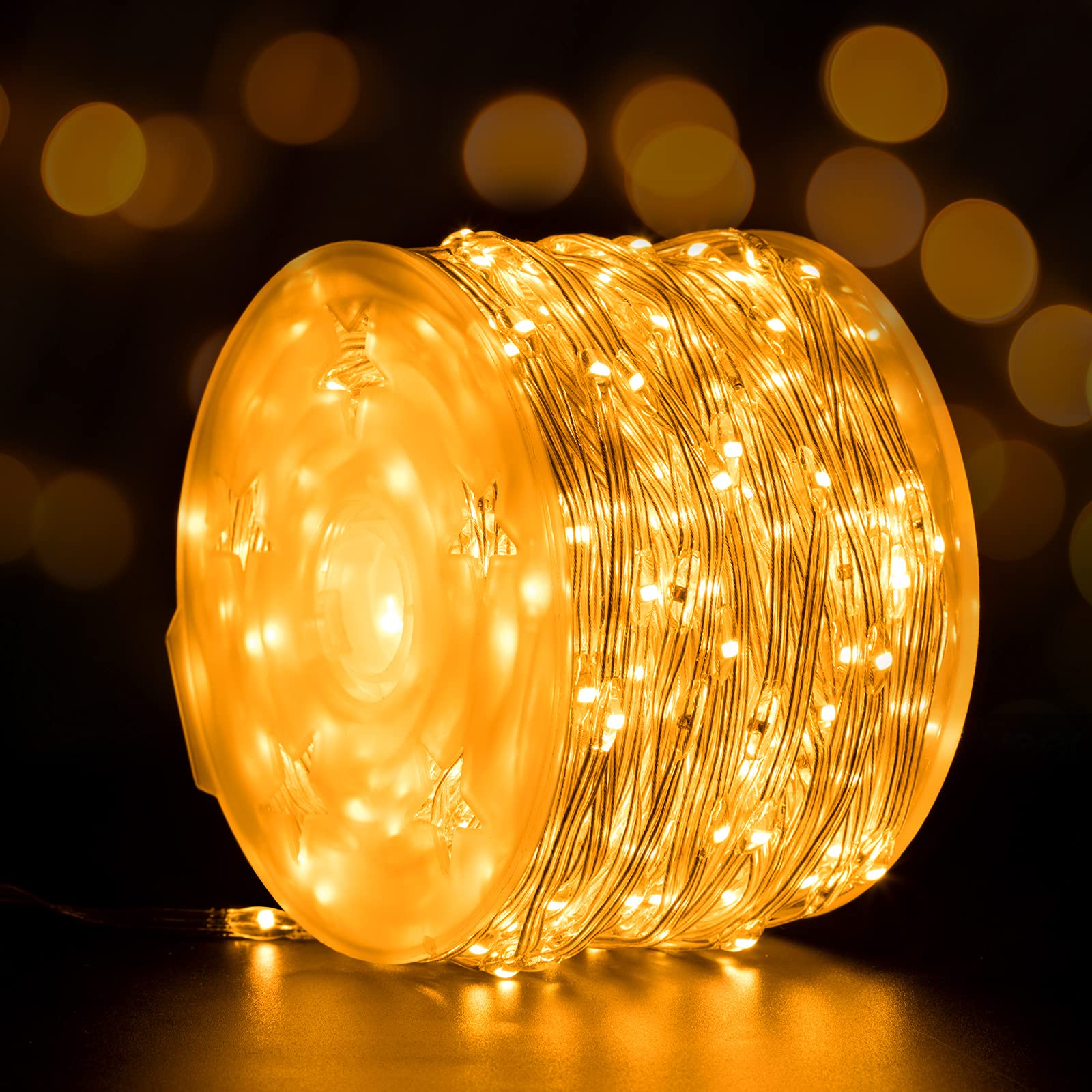 Novtech 164FT 1000LEDs Waterproof Outdoor Christmas String Lights - 8 Lighting Modes Fairy Rope Lights for Xmas Tree, Porch, Party & Holiday Decor (Warm White) | Indoor/Outdoor Use for Home, Garden, Wedding & Festive Decoration