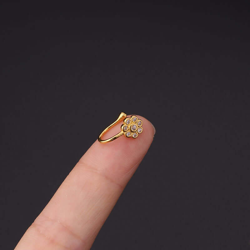 18K Gold Plated Fake Nose Ring - Cute Butterfly Nose Cuff for Women | Hypoallergenic & Comfortable | Perfect for Parties, Festivals & Everyday Wear (HSPJ366)