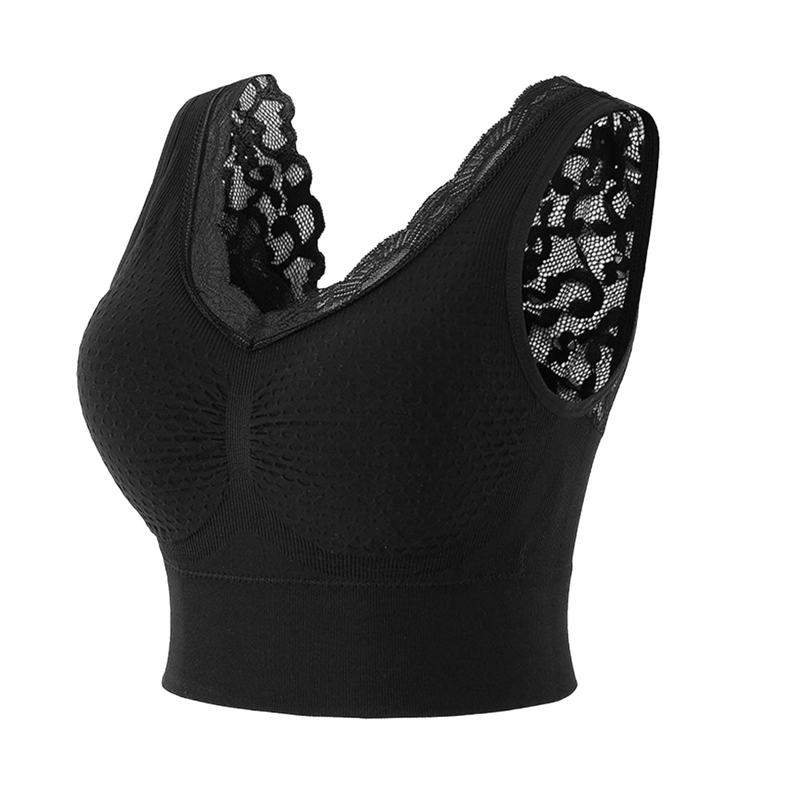 Women's French Lace Sports Bra - Sexy & Supportive Solid Color Workout Bra for Yoga, Running & Gym - 3 Pack