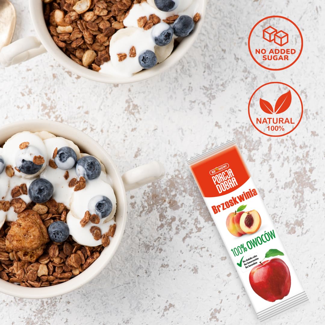 Be Now! Healthy Fruit Bars - Apple & Peach (24 Pack) | 100% Natural Sugar Free Snacks for Kids & Adults | Vegan, Non-GMO, Gluten-Free | Perfect for Lunchboxes, Hiking & On-the-Go Energy Boost
