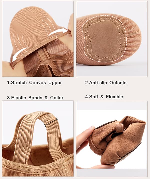 MSMAX Stretch Ballet Dance Flats for Toddler, Kids & Adults - Comfortable & Flexible Ballet Slippers for Dance Practice, Performances & Everyday Wear