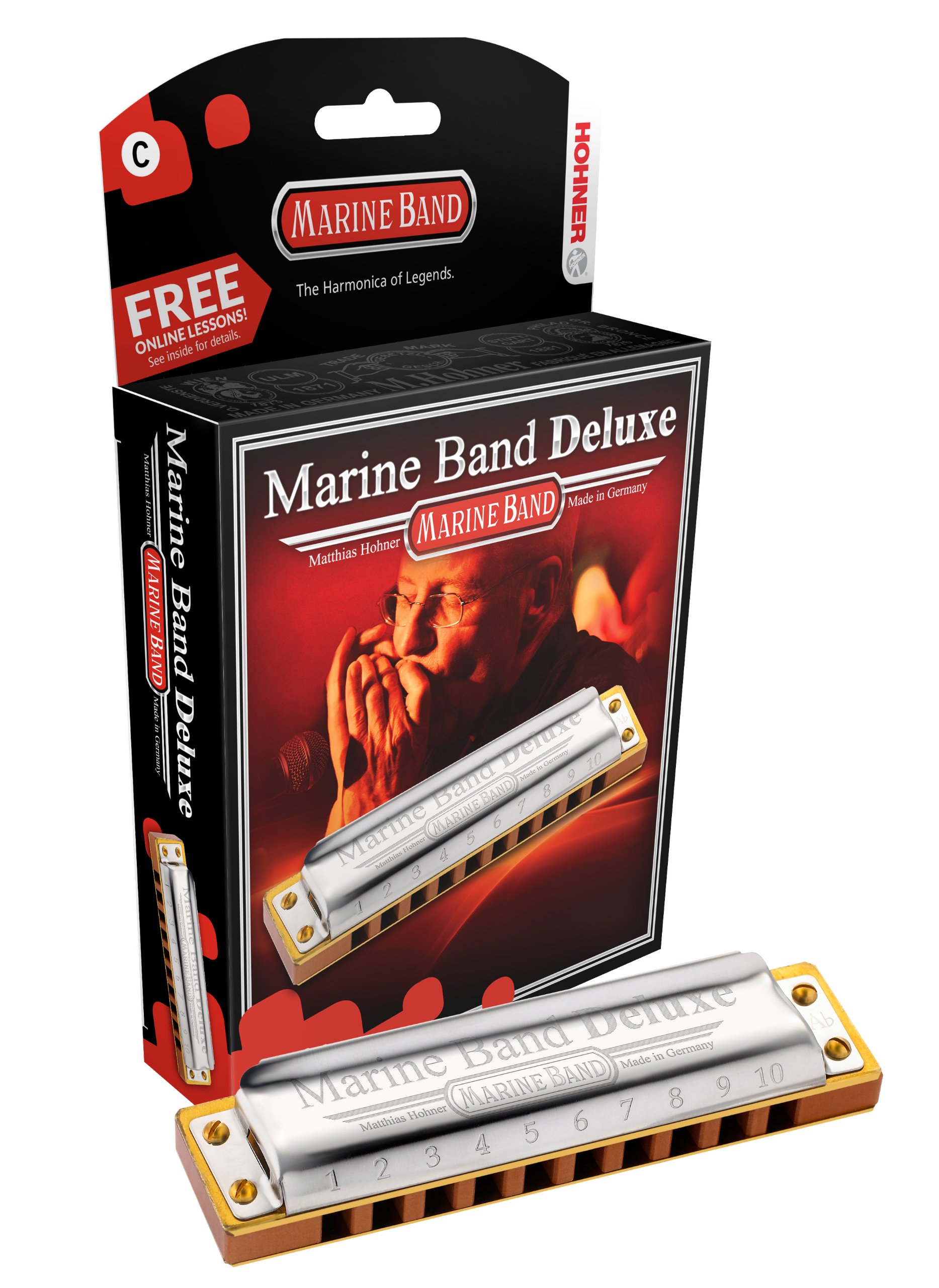 Hohner M2005BX-A Marine Band Deluxe Harmonica in Key of A - Professional Blues & Folk Harmonica for Musicians & Beginners - Perfect for Live Performances, Studio Recording & Music Practice