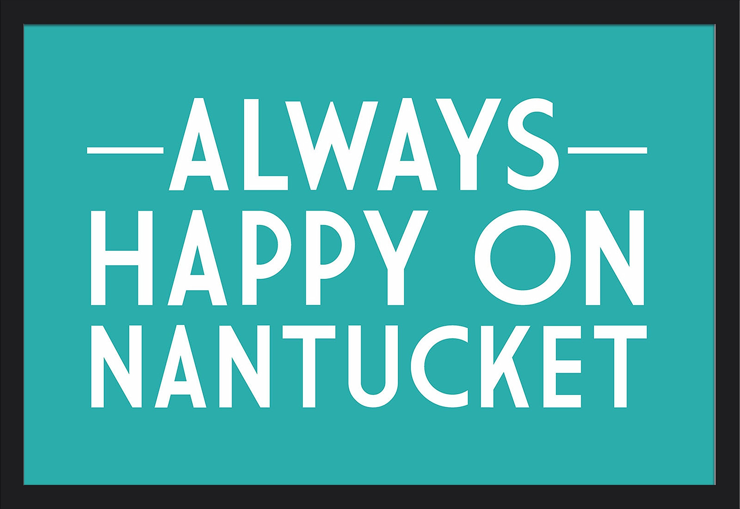 Nantucket Massachusetts Giclee Art Print - 36x24 Gallery Framed in Black Wood - Coastal Wall Decor for Living Room, Beach House & Office