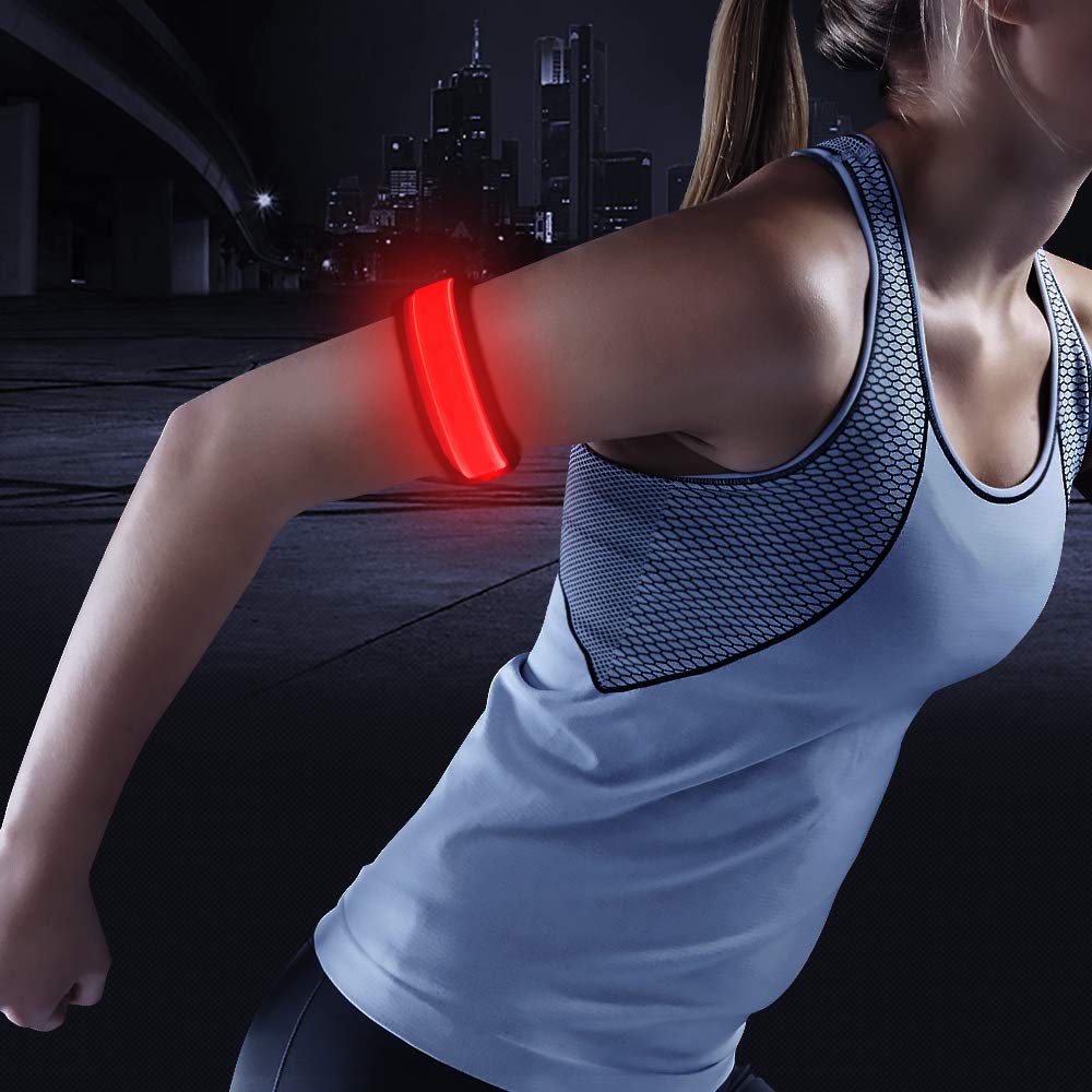 BSEEN LED Light Armband for Running - Glow in The Dark Slap Bracelet for Runners, Joggers & Cyclists - Reflective Safety Wristband for Night Sports, Marathons & Outdoor Activities