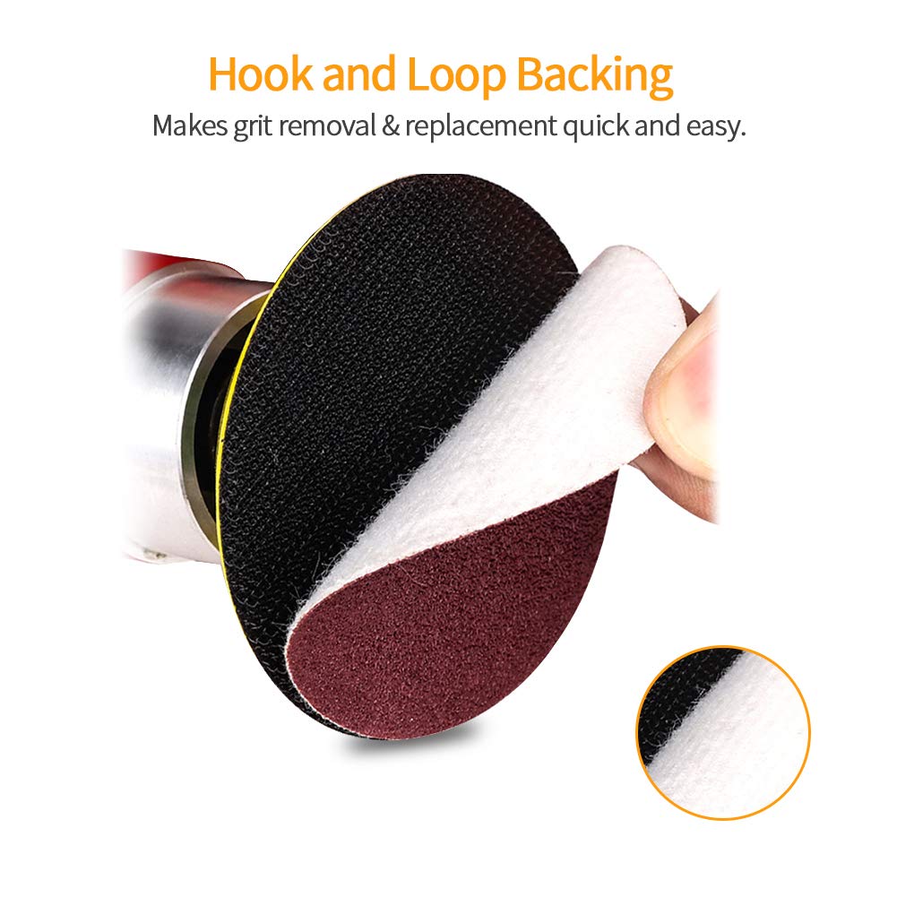 SPEEDWOX 100-Pack 2 Inch Hook & Loop Sanding Discs - 120 Grit Sandpaper for Sanders, Drills, Grinders & Rotary Tools - Perfect for Woodworking, Auto Body & DIY Projects