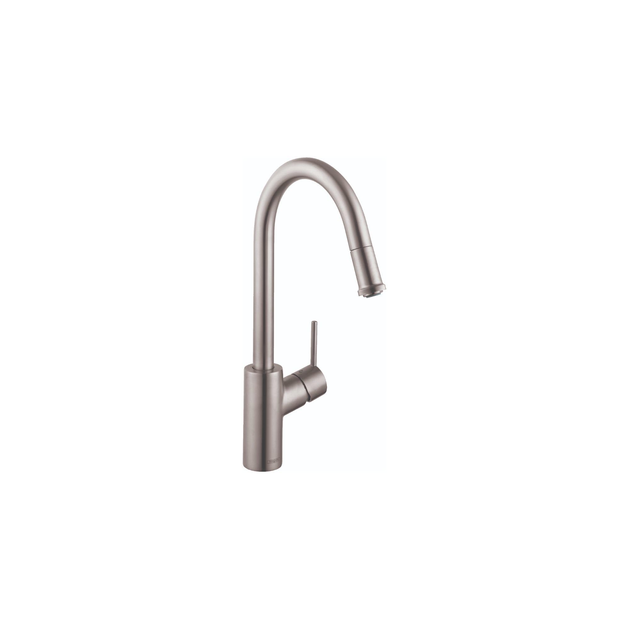 hansgrohe Talis S² Stainless Steel High Arc Kitchen Faucet with Pull Down Sprayer & Magnetic Docking - Modern Faucet for Kitchen Sink, Brushed Nickel Finish (Model 14872801) - Perfect for Food Prep, Dishwashing & Stylish Kitchen Upgrades