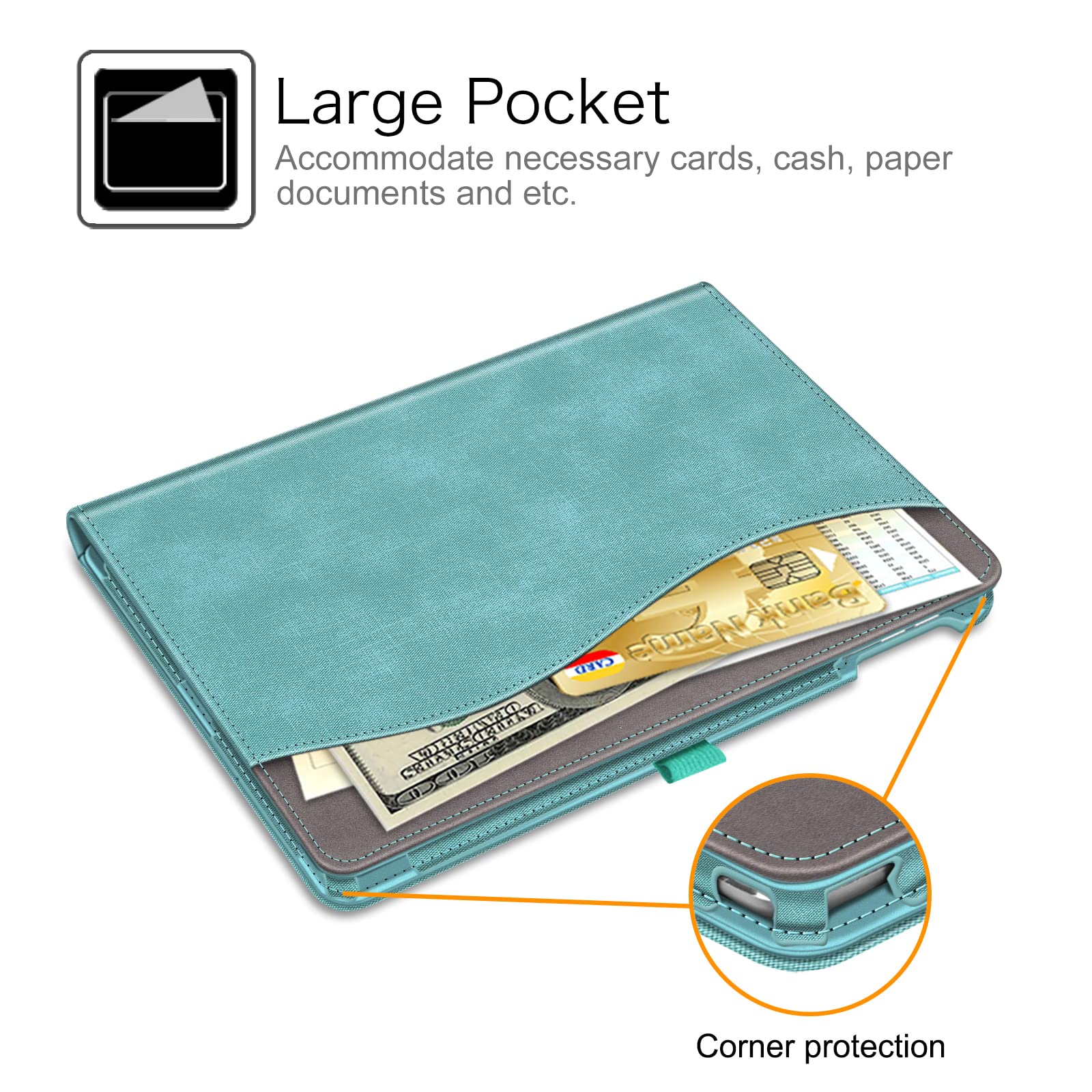 Fintie Protective Case for iPad 6th/5th Generation (2018/2017 Model) & iPad Air 2/Air 1 (9.7 Inch) - Shockproof Corner Protection, Multi-Angle Stand Cover with Storage Pocket, Turquoise - Perfect for Work, School & Travel