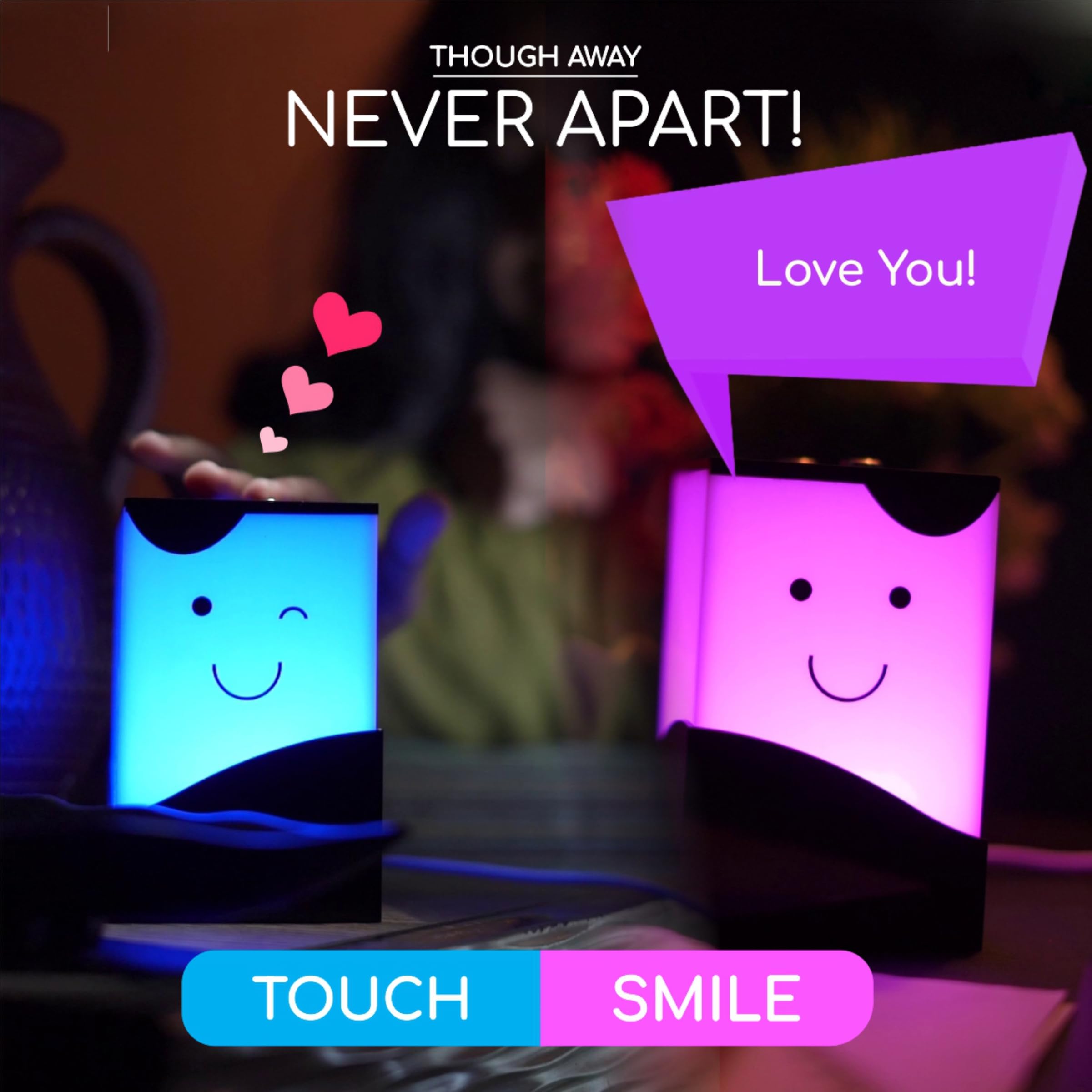 Telepathy® Toddlers Friendship Lamp® - Set of 4 WiFi Connected Long Distance Touch Lamps for Kids | Perfect for Bedrooms, Nursery Decor & Long-Distance Connection Between Loved Ones