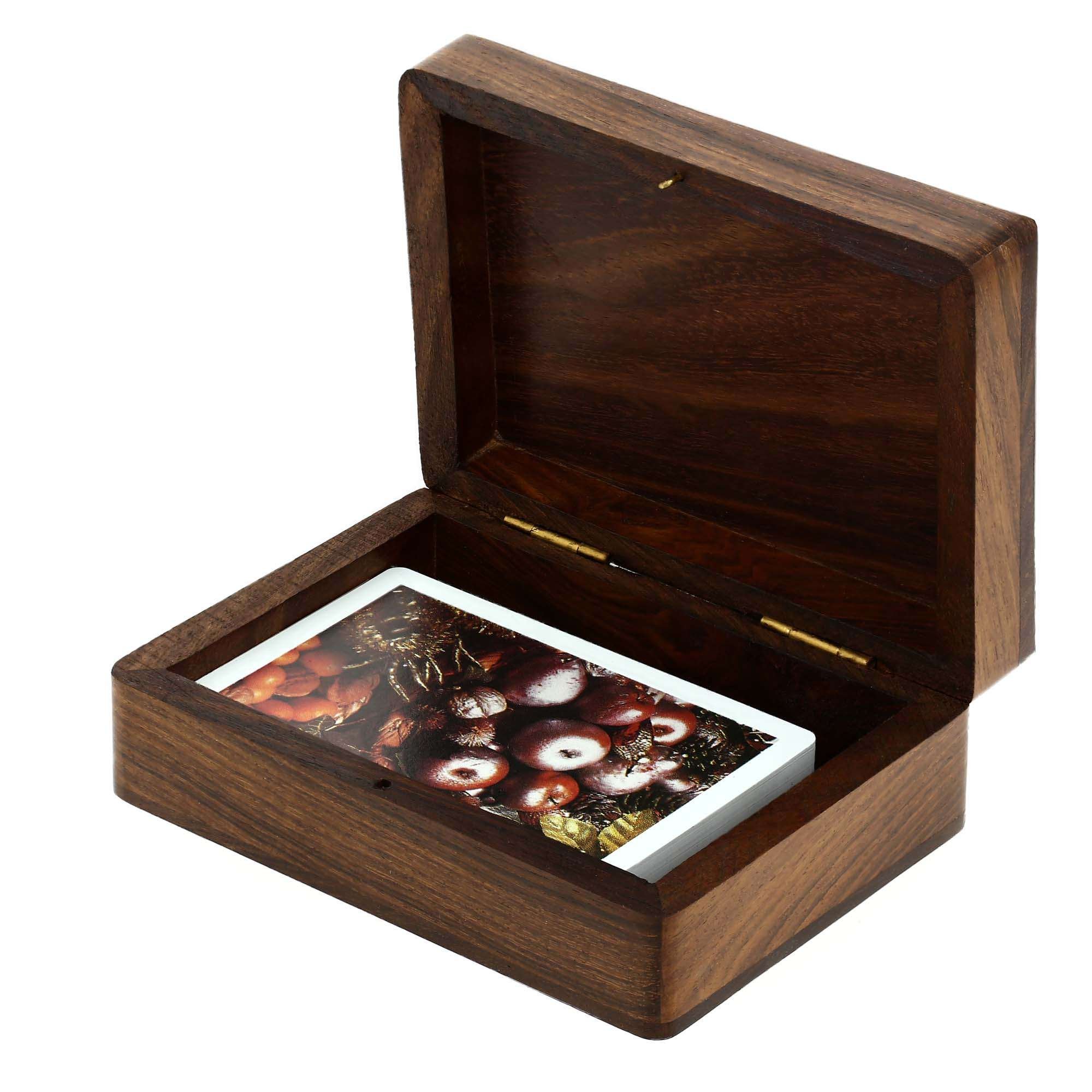 Handmade Wooden Playing Card Storage Box - Artisan Poker Set Holder, Toy & Kitchen Organizer by ShalinIndia | Perfect for Collectibles, Jewelry, Puzzle Storage & Home Decor - Great Gift for Game Nights & Treasure Hunts