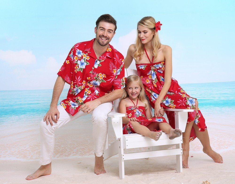 Hawaiian Aloha Shirt for Men - Red Hibiscus Print Short Sleeve Button Down Shirt | Beach Party, Summer Vacation & Tropical Theme Outfit