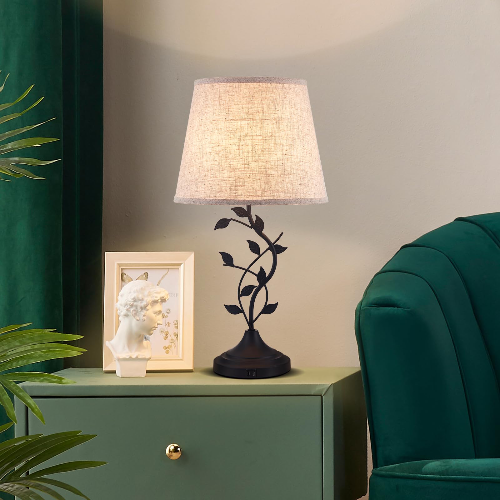 Kakanuo USB Charging Bedside Lamp - Retro Desk Lamp with USB-A & USB-C Ports, Nightstand Light for Bedroom & Living Room - Perfect for Reading, Working, and Creating Cozy Ambience