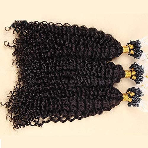 30inch Brazilian Kinky Curly Human Hair Extensions - 100g 100 Strands Micro Loop Remy Hair with Beads (Natural Black) | Perfect for Protective Styles, Weaves & Volume Boosting