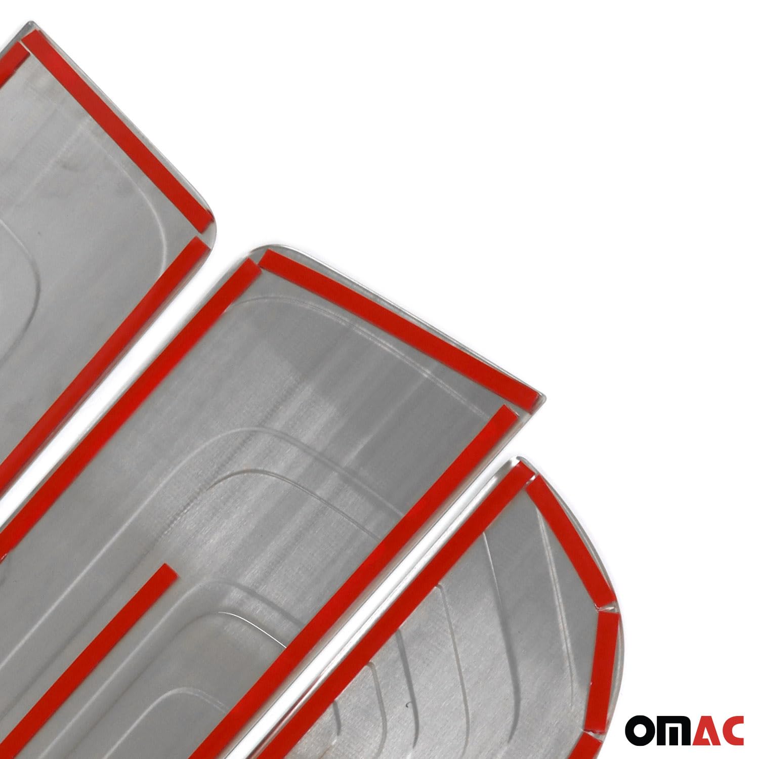 OMAC Stainless Steel Door Sill Scuff Plate Scratch Protector for Mercedes Sprinter W907 W910 (2019-2025) - Glossy Black Finish - Interior Car Accessories for Vehicle Protection & Style Enhancement