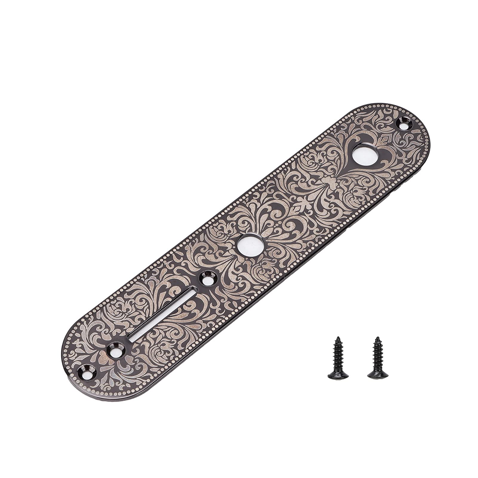 Eujgoov Electric Guitar Control Plate - Metal Carved Telecaster Replacement Part (Black) | Perfect for Guitar Upgrades & Repairs