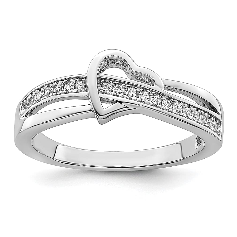 925 Sterling Silver 20 Stone Cubic Zirconia Heart Ring for Women - Elegant Love Jewelry Gift for Her, Perfect for Valentine's Day, Anniversary & Romantic Occasions