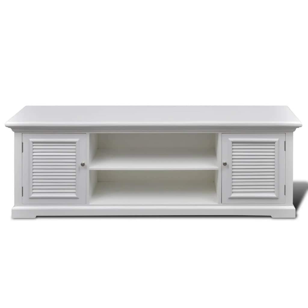Antique White Wooden TV Stand for Living Room & Bedroom - Estink Rustic TV Console with Storage Shelf, Perfect for Home Entertainment & Indoor Decor