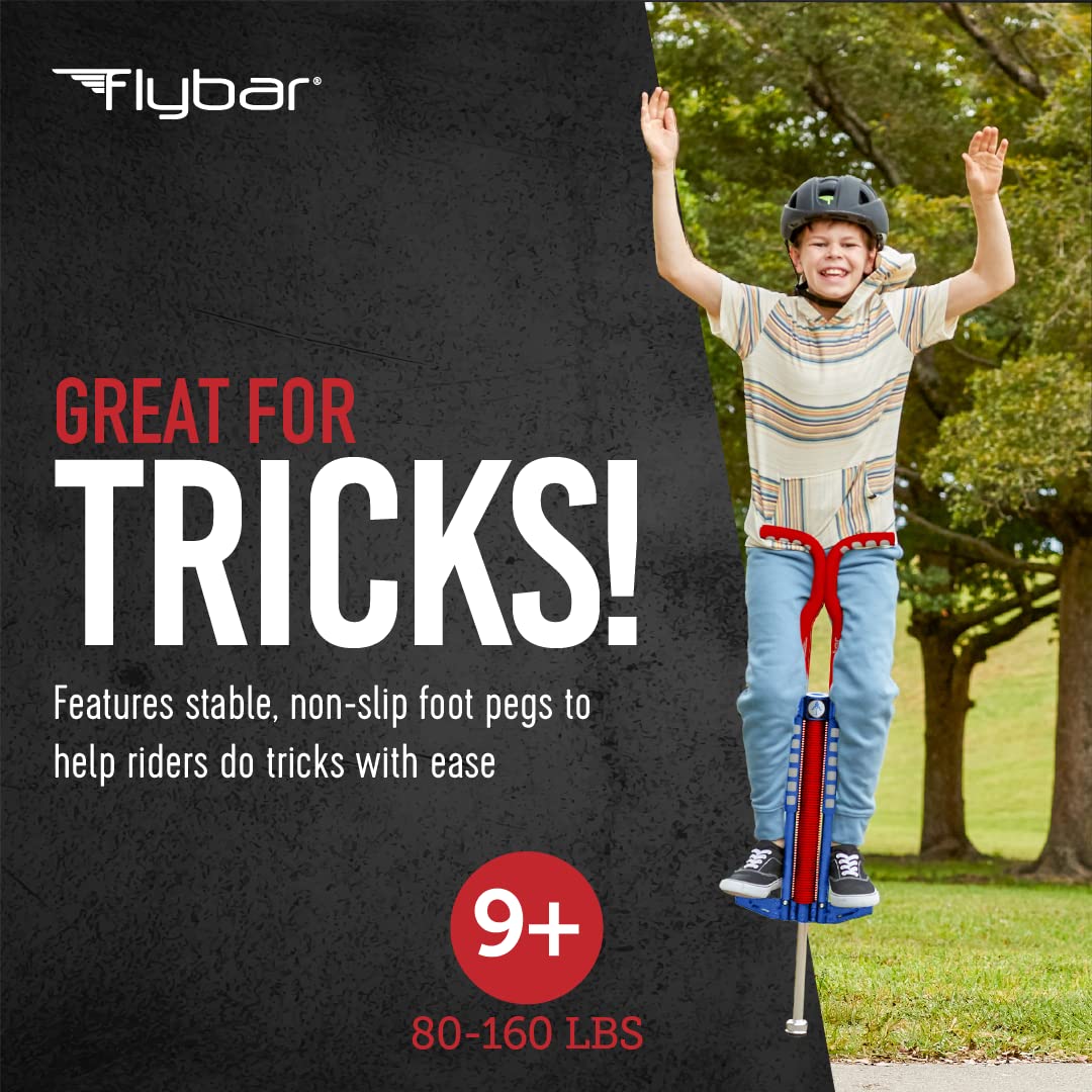 Flybar Master Pogo Stick for Kids & Teens - Ages 9+, Supports 80-160 lbs, Non-Slip Pegs & Comfortable Grip Handles - Best Outdoor Jumping Toy for Boys, Girls, Tweens - Perfect for Backyard Play, Exercise, and Outdoor Family Fun