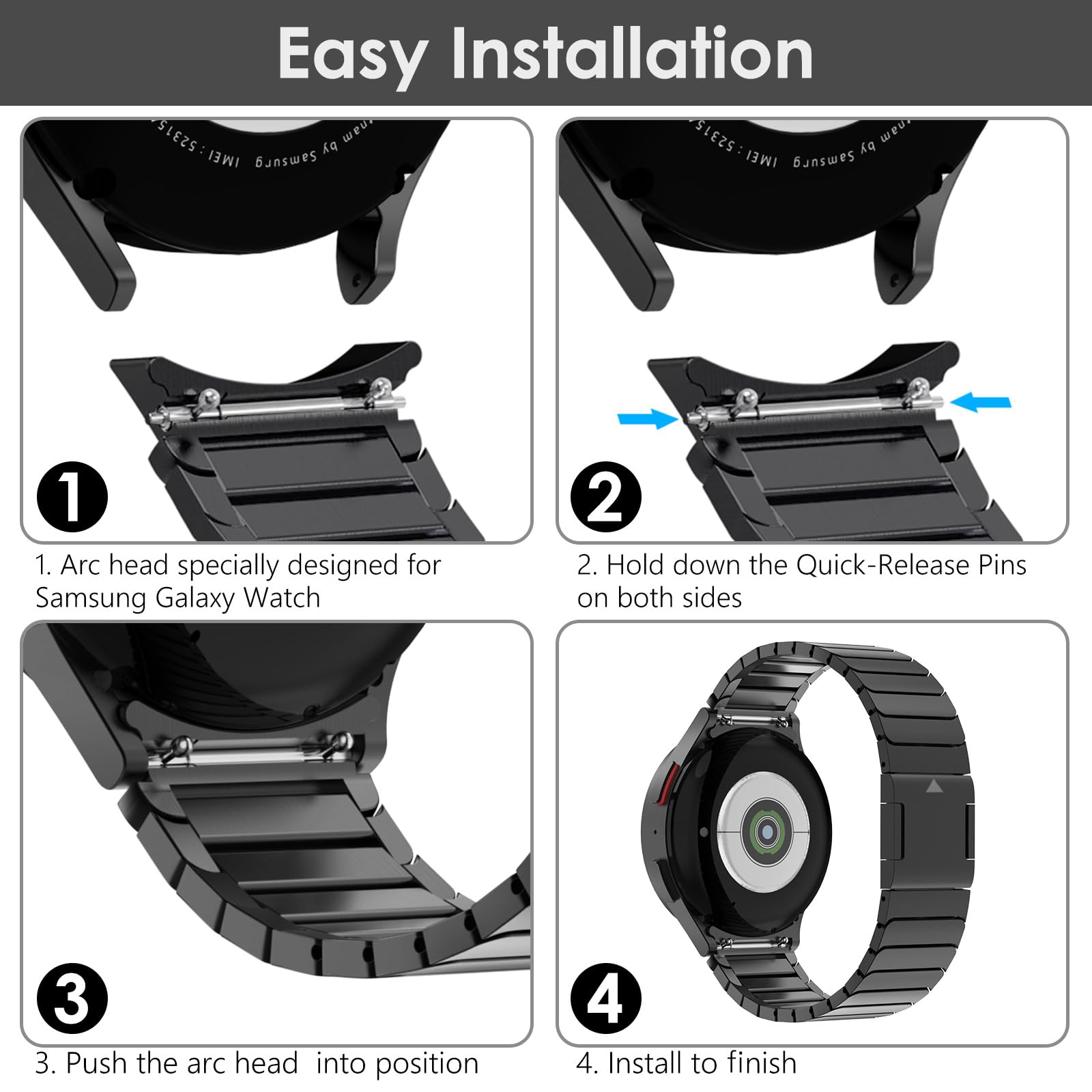 Fullife Compatible with Samsung Galaxy Watch 6 Classic Band 47mm, Galaxy Watch 5 Pro/6/5/4 & Watch 4 Classic Stainless Steel Metal Strap with Magnetic Clasp - No Gap Design for Men, Perfect for Workout, Office & Daily Wear