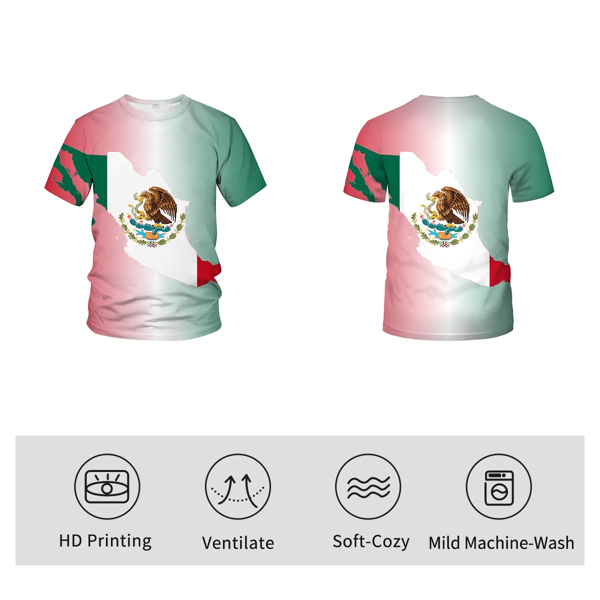 3D Mexico Flag Graphic Print Casual Round Neck T-Shirt for Men - Perfect for Cinco de Mayo Celebrations, Mexican Heritage Events & Everyday Streetwear