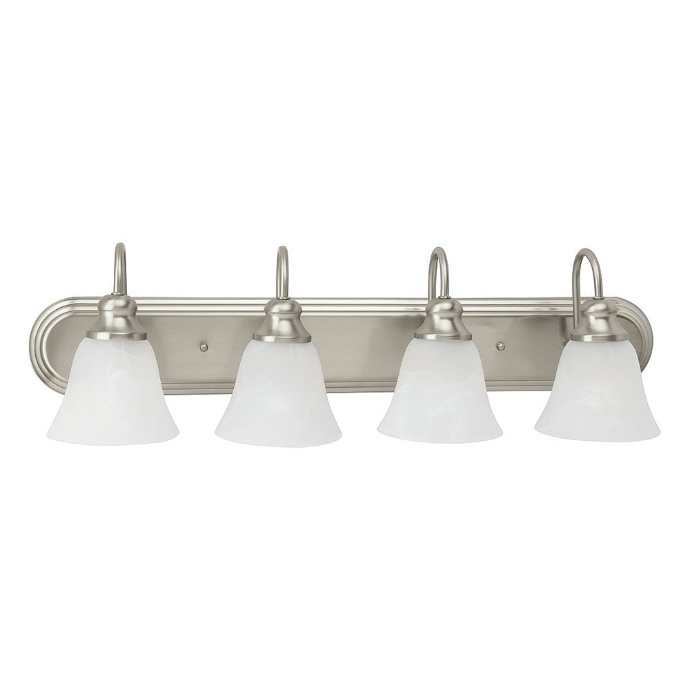 Sea Gull Lighting 44942-962 Windgate 4-Light Wall Mount Bathroom Vanity Fixture in Brushed Nickel - Perfect for Bathroom, Powder Room, and Dressing Area Lighting