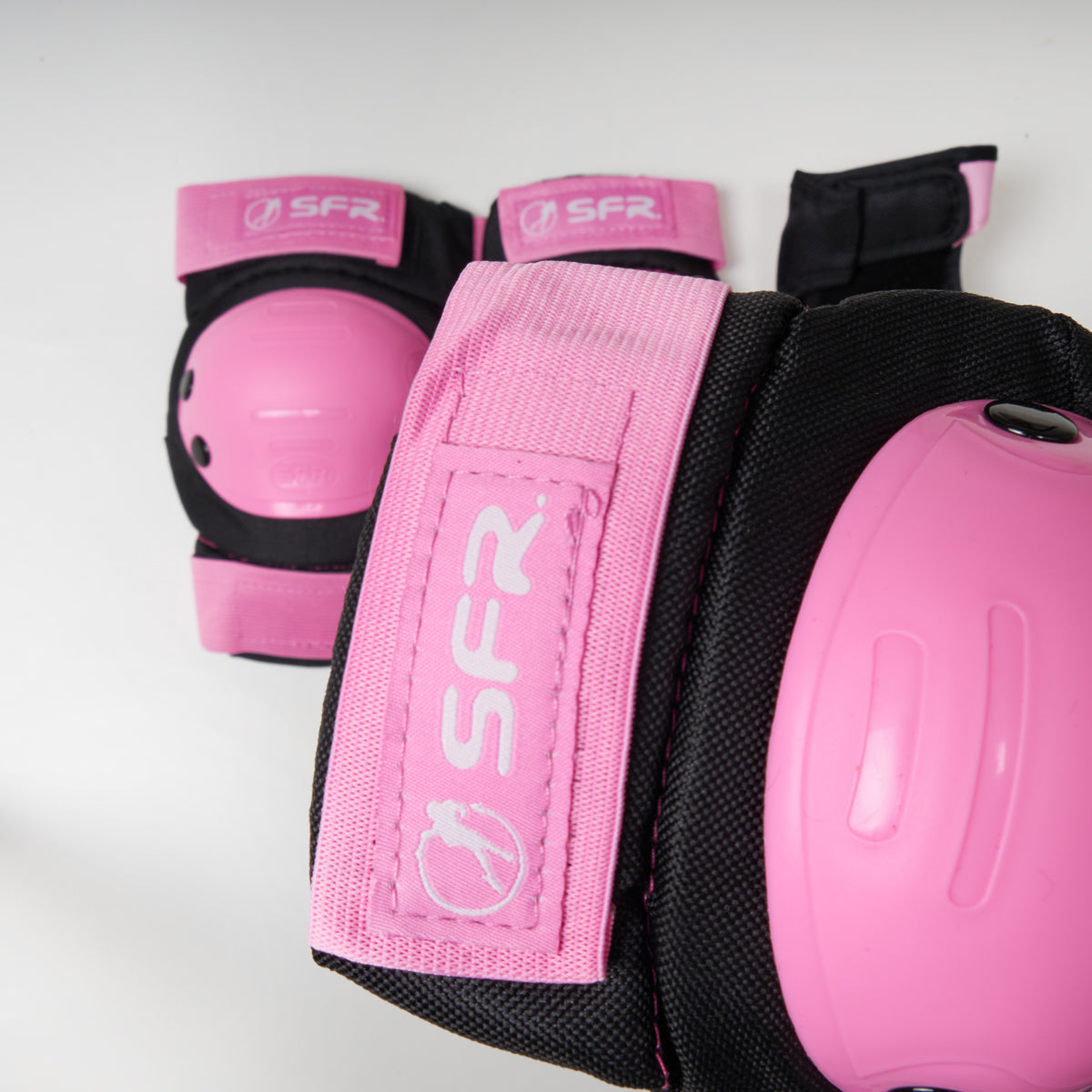 SFR Youth Ramp Triple Kids Knee Elbow Wrist Pad Set - Pink & Black Protective Gear for Skateboarding, Scooter & Rollerblading Safety