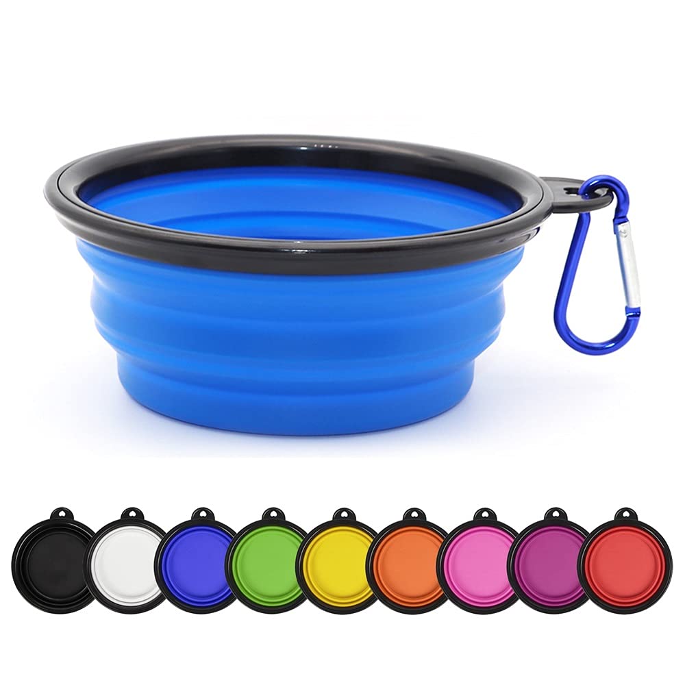 SLSON Collapsible Dog Bowl - Portable Foldable Pet Travel Bowls for Dogs, Cats & Puppies - Water & Food Feeding Dish for Walking, Camping, Hiking & Outdoor Adventures