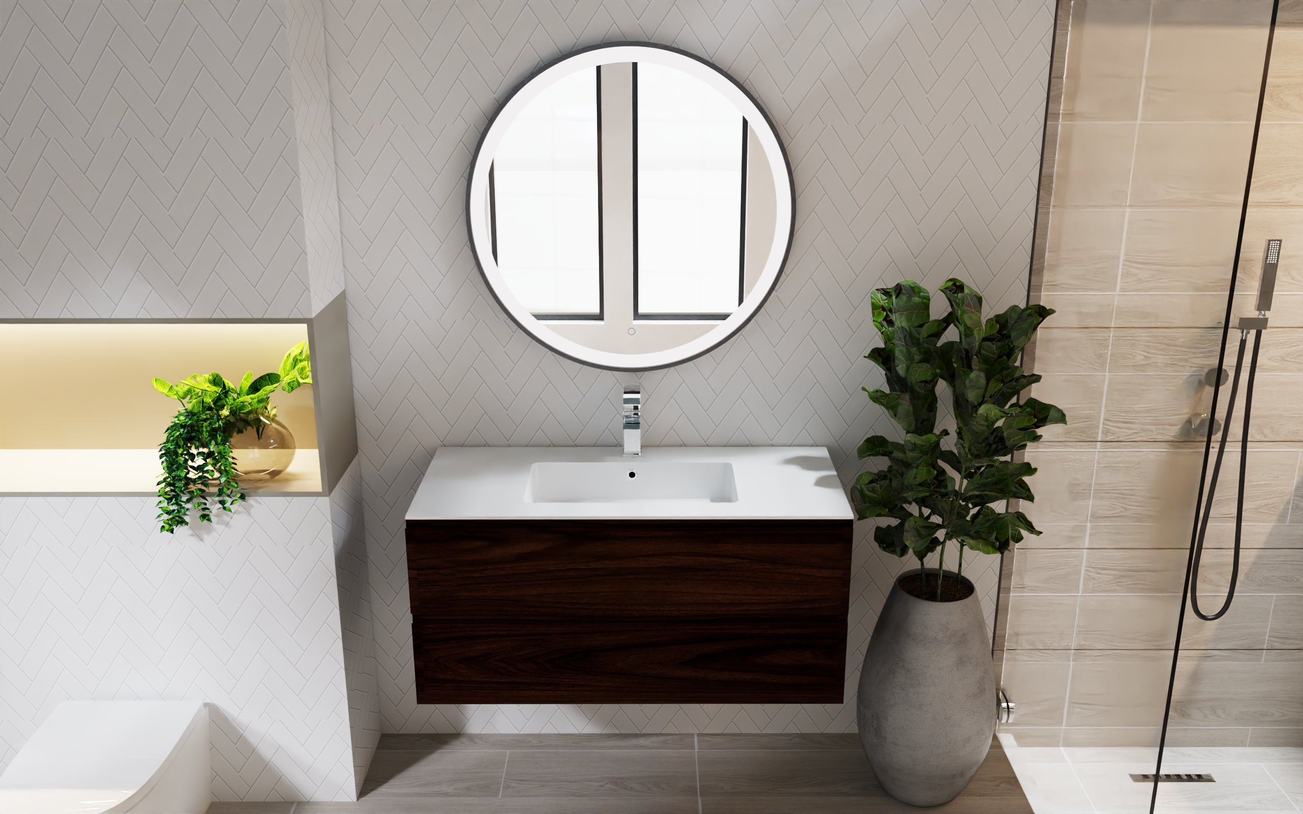 Pasadena Single Bathroom Vanity Cabinet with Onyx Ceramic Basin - Modern Bathroom Storage Solution for Small Spaces, Powder Rooms & Guest Baths