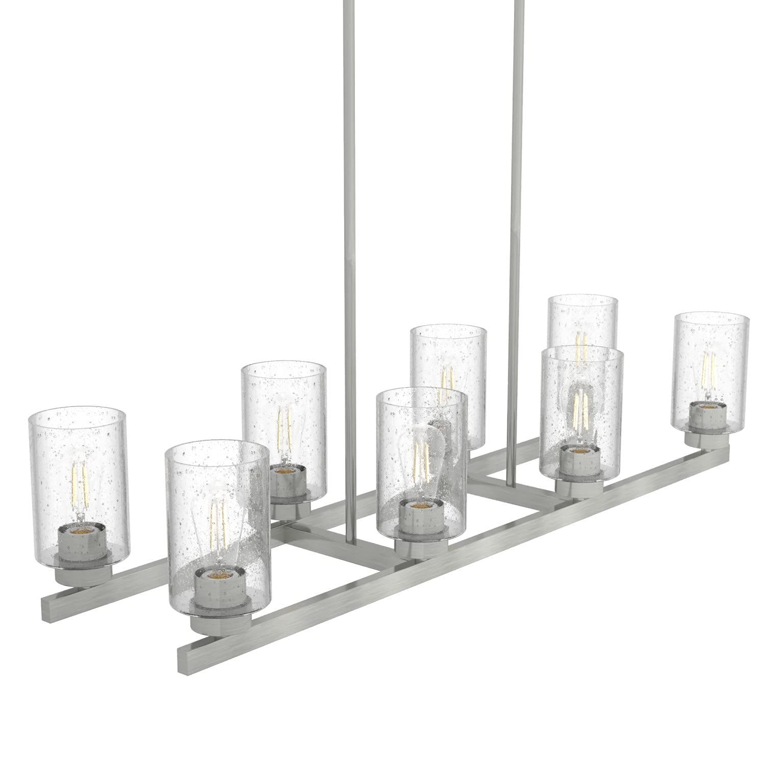 Hunter Fan Company 19159 Hartland Linear Chandelier - Brushed Nickel Finish, Modern Ceiling Light Fixture for Dining Room, Living Room, or Bedroom