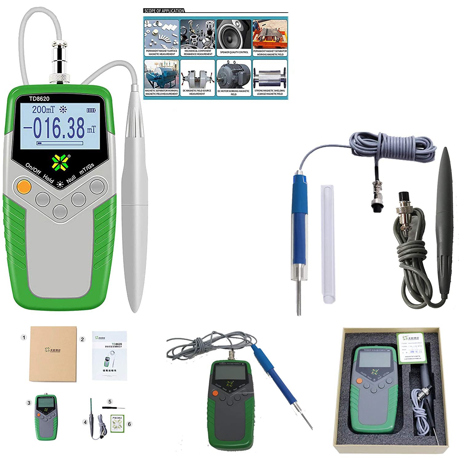 High Precision Axial Probe Tesla Tester - Gauss Meter for Surface Magnetic Field Measurement (0-2400mT, 1% Accuracy) | Ideal for Laboratory, Industrial Quality Control & Electronics Testing