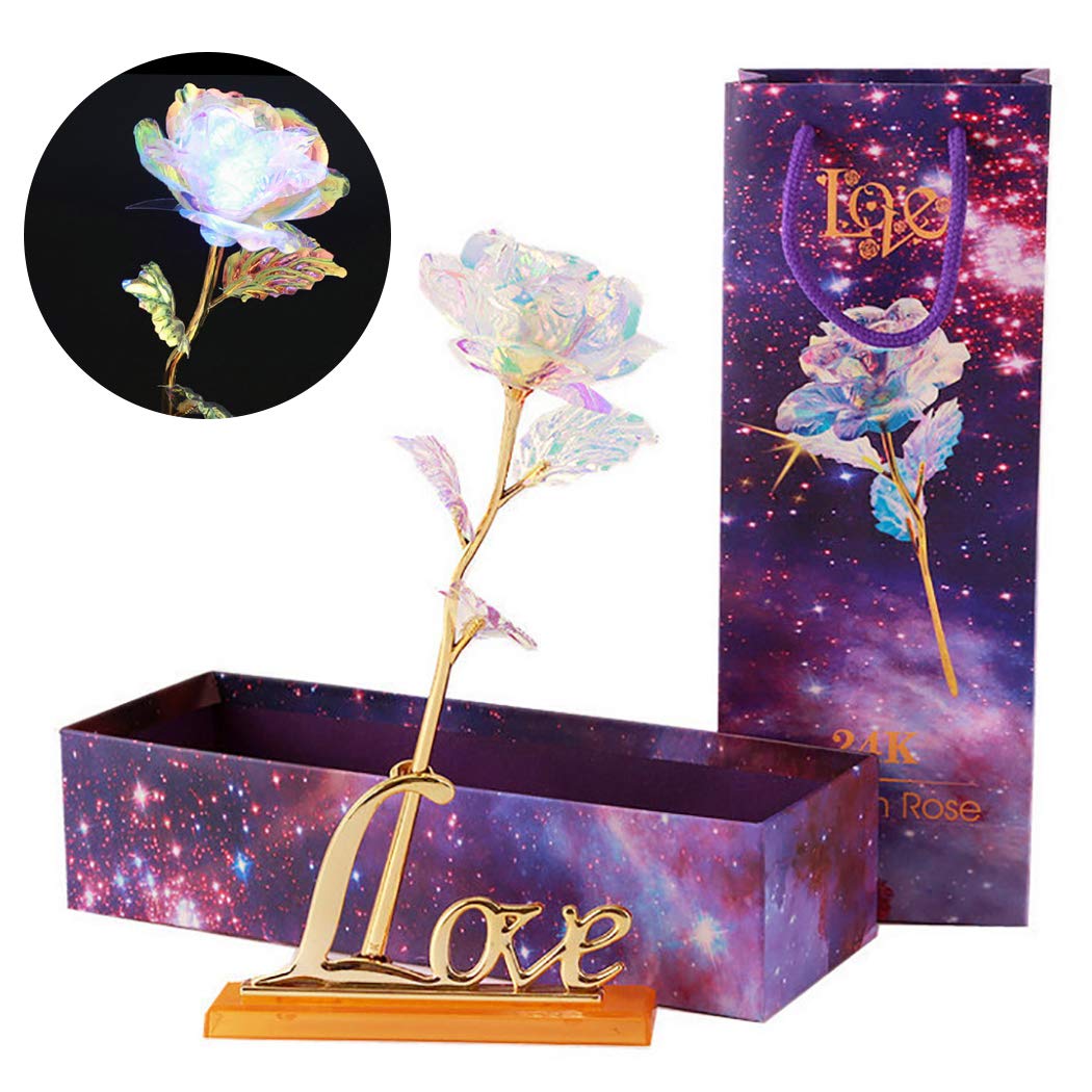 LED Artificial Rose Flower - Light Up Fake Rose Desk Decor for Valentine's Day, Anniversary, Wedding Centerpiece & Romantic Home Decoration