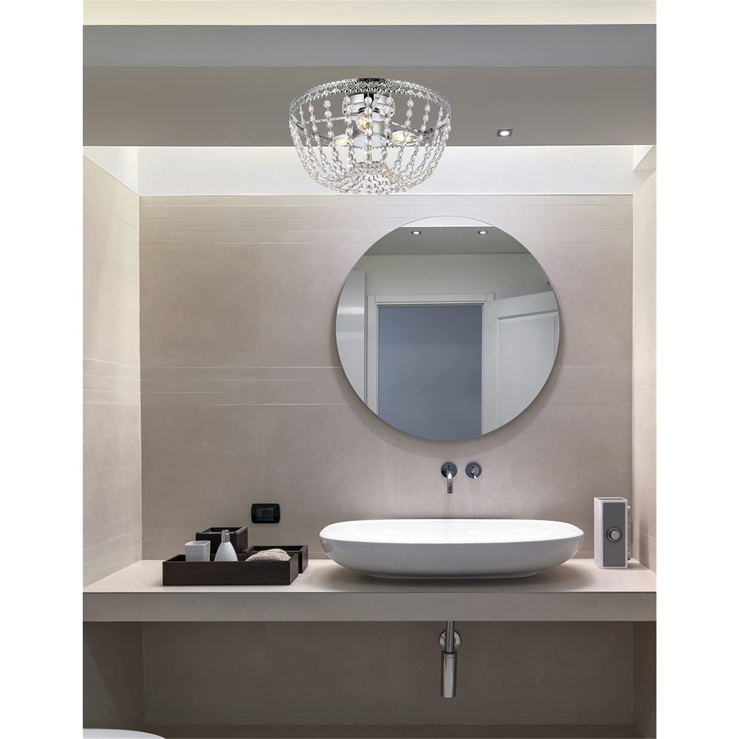 Modern Chrome 14 Inch Flush Mount Ceiling Light - Bright Indoor Lighting for Living Room, Bedroom & Kitchen | Sleek Home Decor