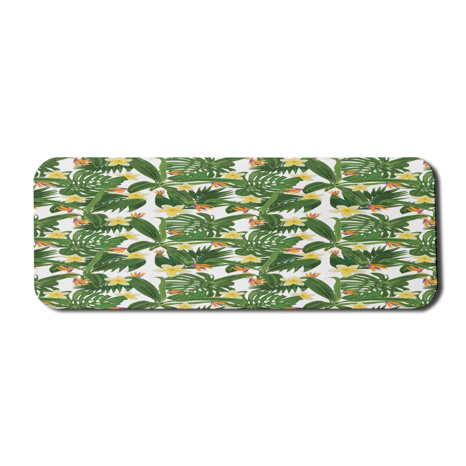 Ambesonne Tropical Computer Mouse Pad - Monstera Palm Leaves & Hibiscus Flowers Design, Non-Slip Rubber Base, 31