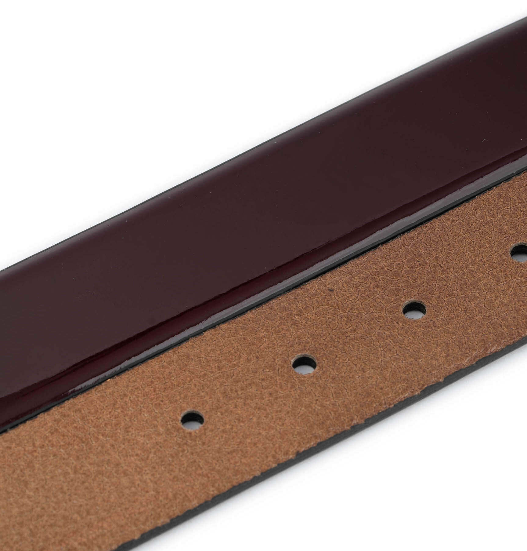 Men's Glossy Burgundy Leather Belt Strap - Replacement for Cartier Buckle - Perfect for Formal Wear & Business Attire