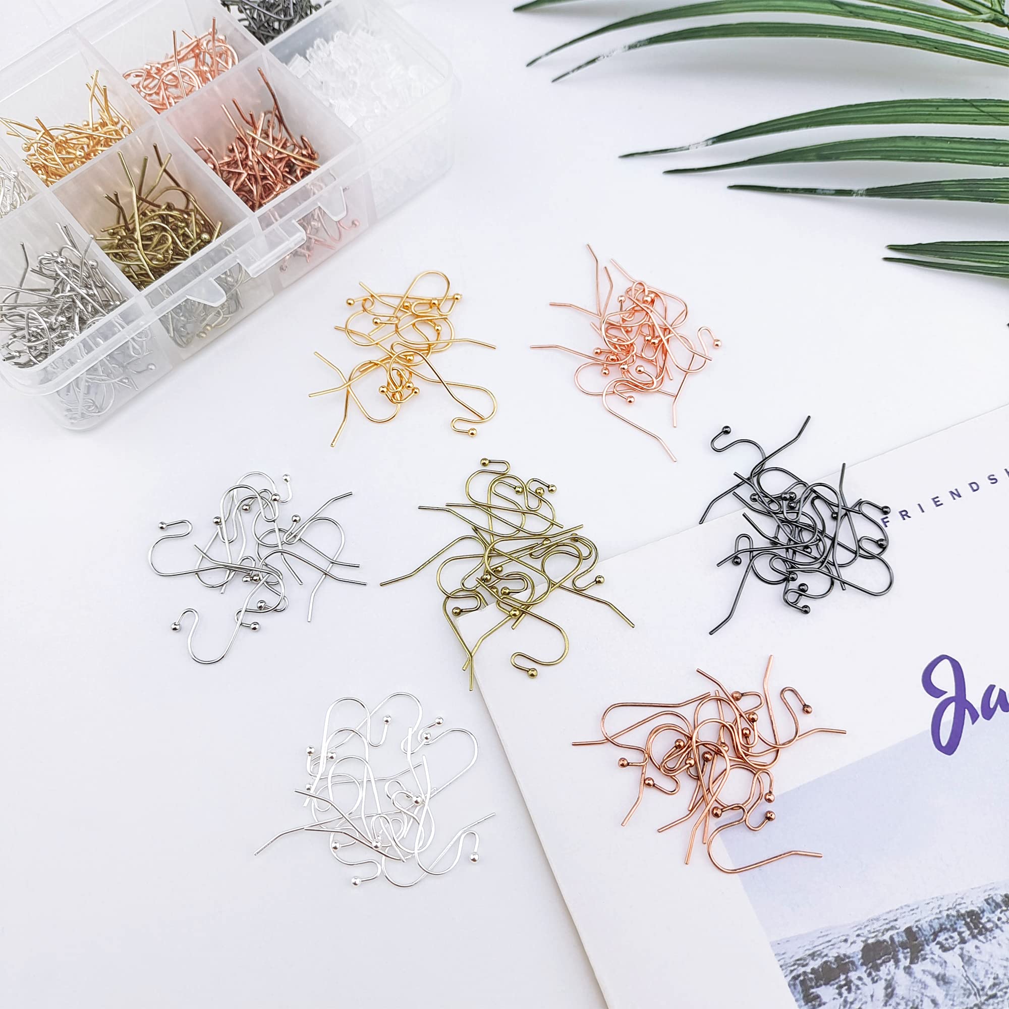 100 Pairs Rose Gold Earring Hooks with Ball Dot - French Wire Earring Findings for DIY Jewelry Making (EH-1006-E1) - Perfect for Crafting Dangle Earrings, Studs & Handmade Jewelry Gifts