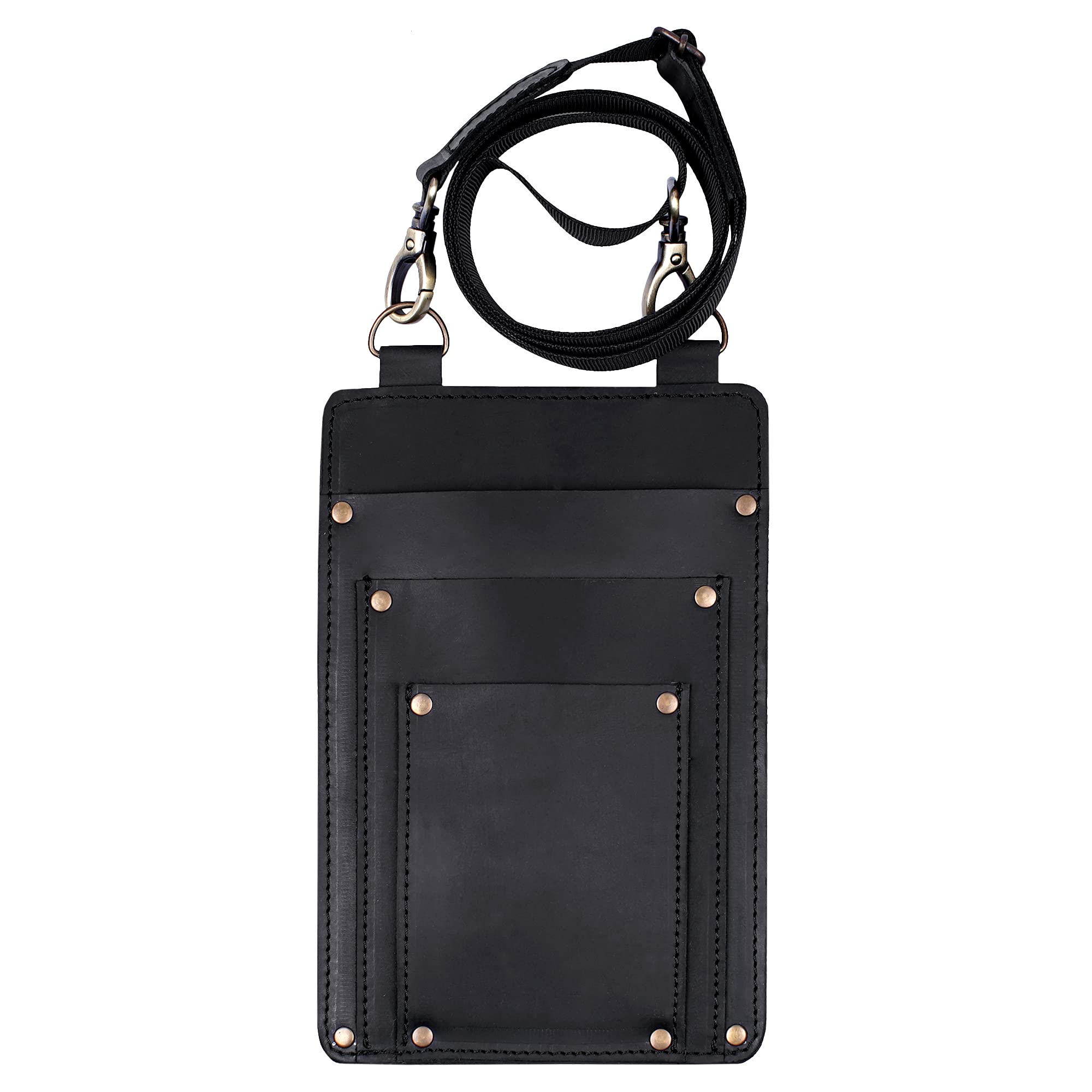 Premium Leather Florist Tool Belt Bag - Durable Garden Farmer Pouch Organizer with Multiple Pockets - Hand Tools Holder Utility Kit for Gardening, Landscaping & DIY Projects (Black)
