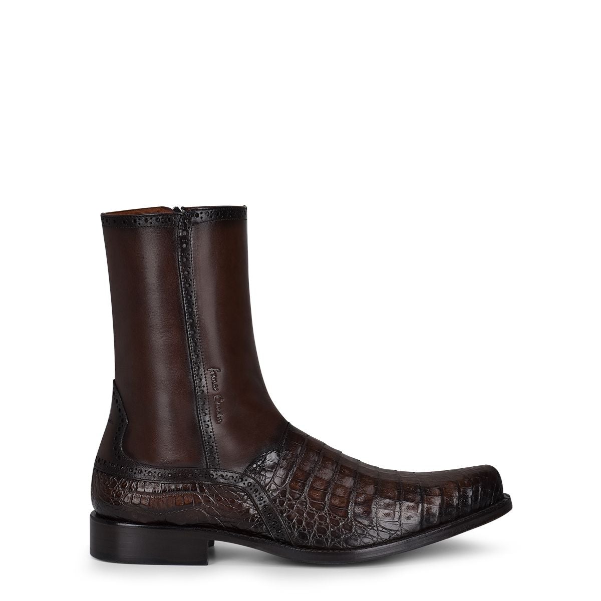 Franco Cuadra Men's Brown Casual Caiman Leather Ankle Boots - Comfortable Dress Boots for Everyday Wear, Office & Outdoor Activities