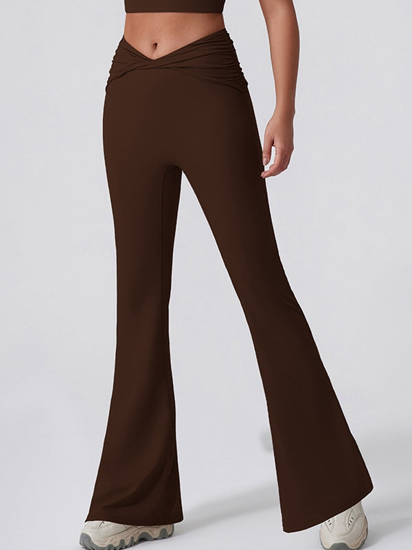 ZASUWA High Waisted Yoga Leggings for Women - Tummy Control Workout Pants with Twist Flare Design, Perfect for Gym, Running & Casual Wear