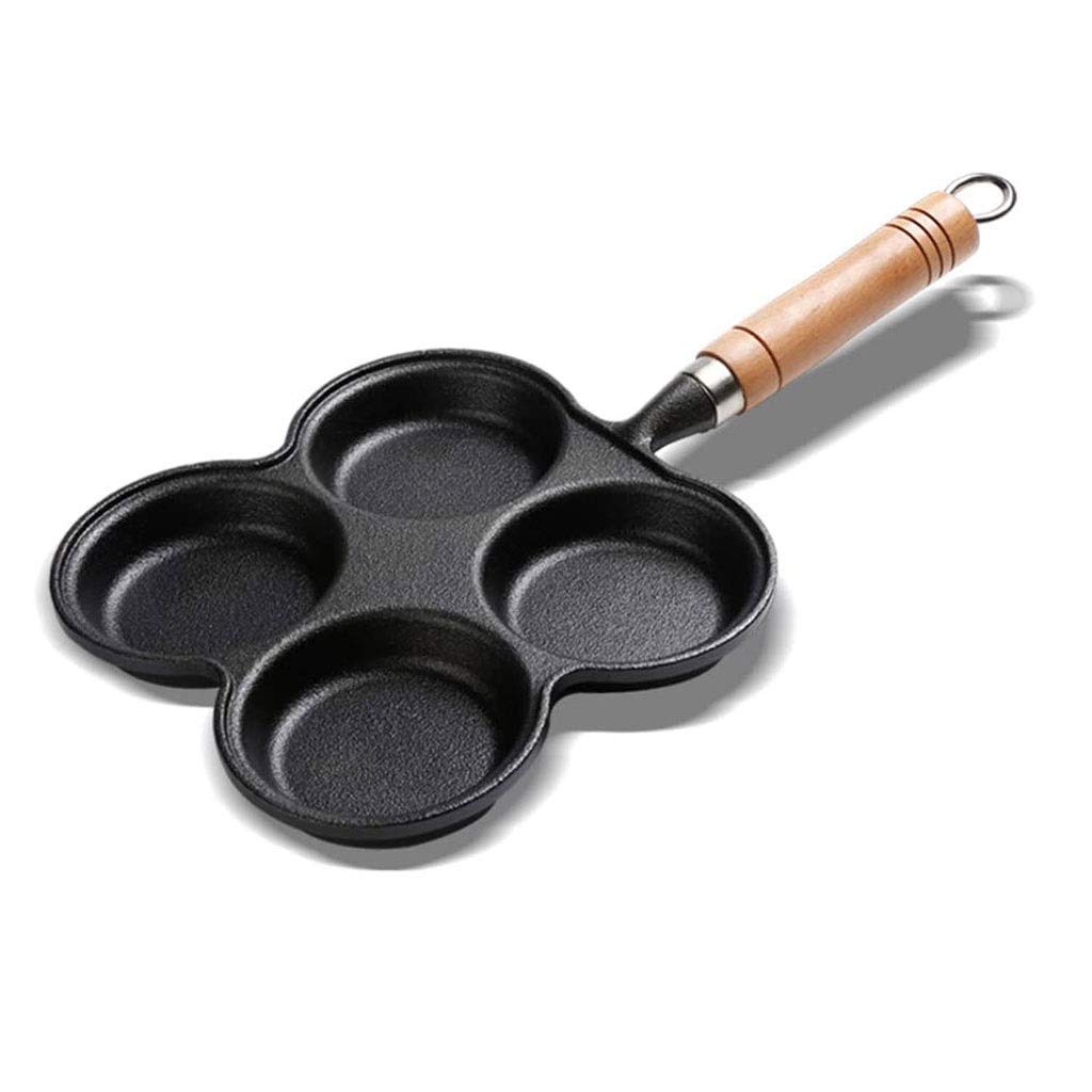 GPPZM Cast Iron Skillet - 4-Hole Flat Bottom Uncoated Non-Stick Frying Pan for Stovetop & Oven Use - Perfect for Searing, Baking & Camping Cooking