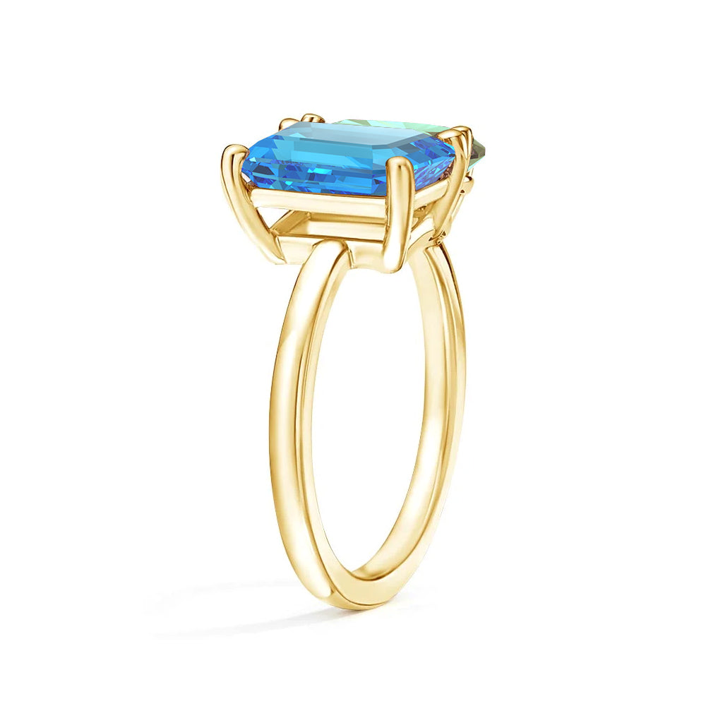 Personalized Toi et Moi Blue Topaz Birthstone Ring for Women - Custom Anniversary Jewelry Gift for Her - Perfect for Valentine's Day, Engagement & Romantic Occasions