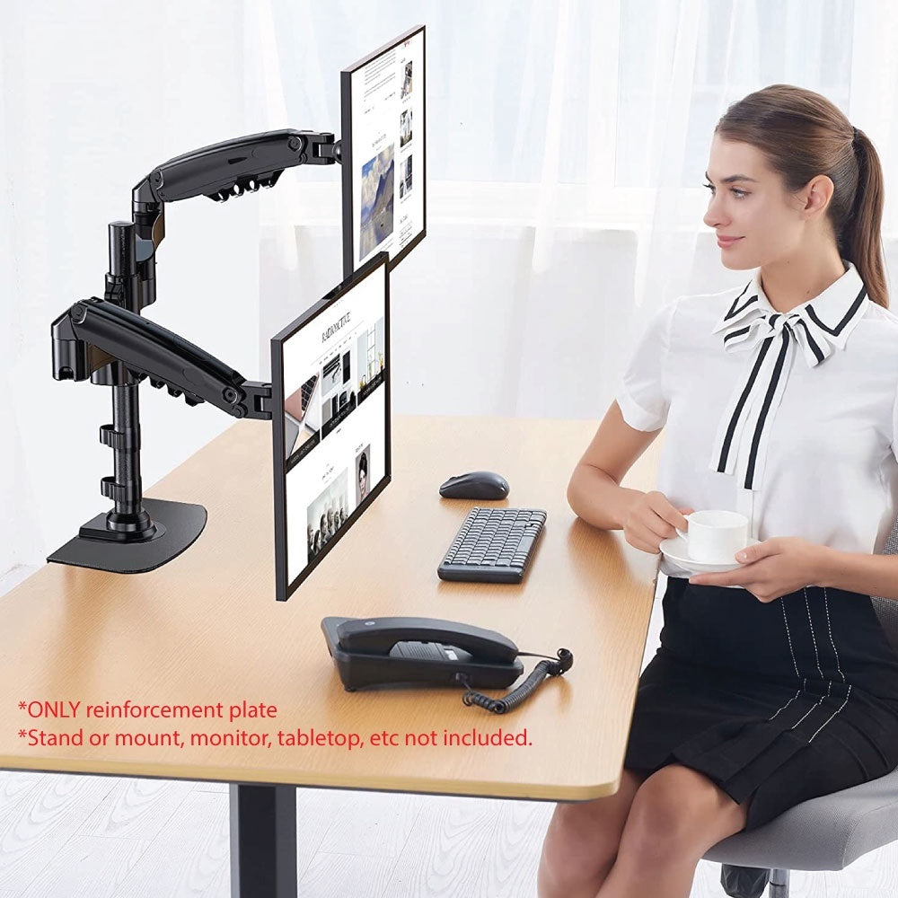 BRATECK Heavy Duty Steel Reinforcement Bracket - Monitor Mount Desk Stand with Tabletop Protection Plate | Prevents Desk Deformation | Ideal for Home Office, Gaming Setup & Workstation Organization