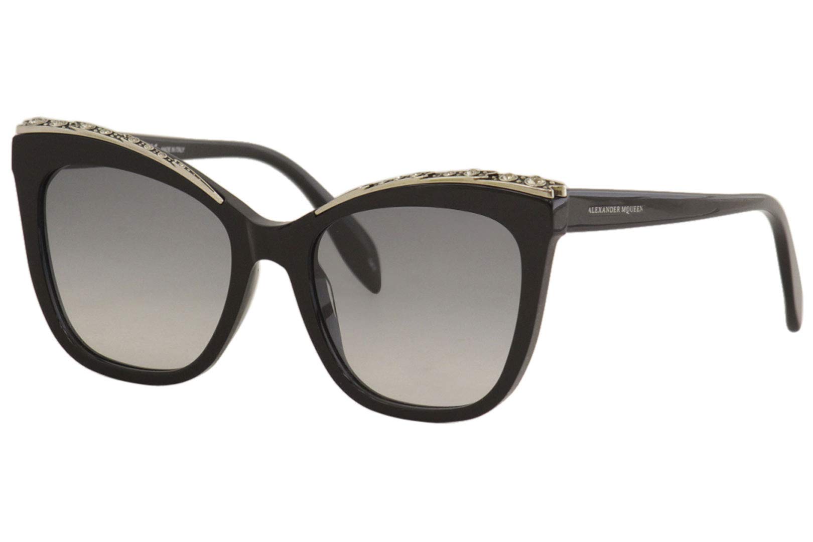 Alexander McQueen AM 0182 S-002 Black/Grey Sunglasses for Men & Women - Luxury Designer Shades for Outdoor, Driving & Fashion
