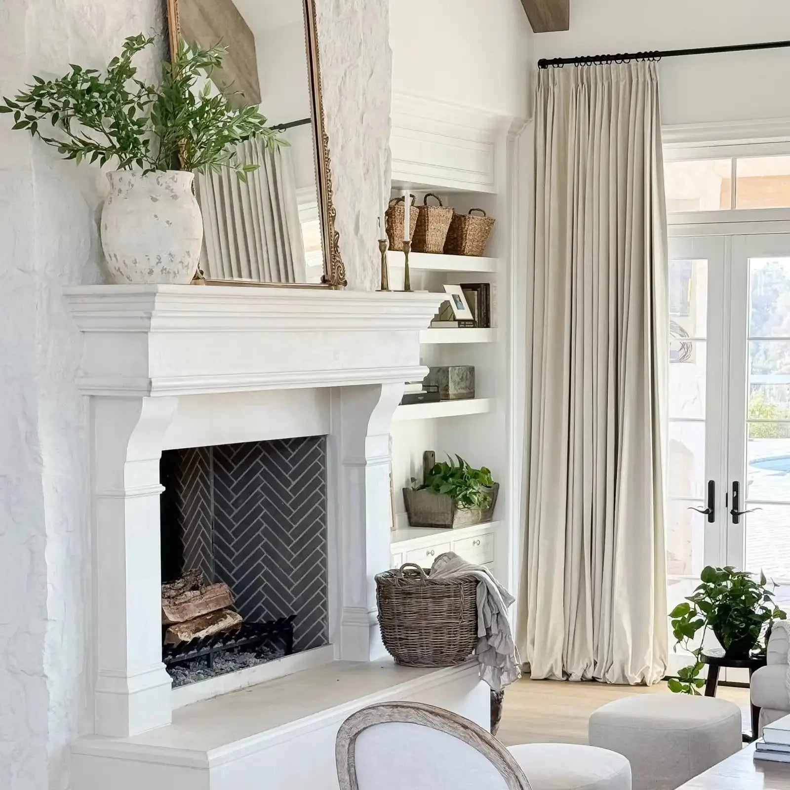 Luxury Linen Cotton Pleated Curtains - Blackout Drapes for Living Room & Bedroom - Elegant Home Decor Window Treatments