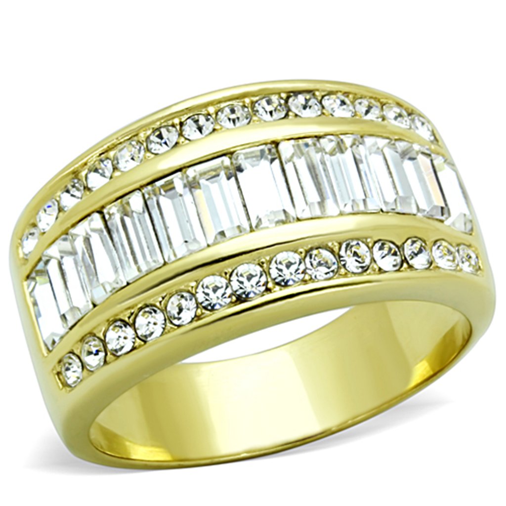 14K Gold Plated Crystal Ring for Women - Sizes 5-10 | Elegant Jewelry for Parties & Gifts
