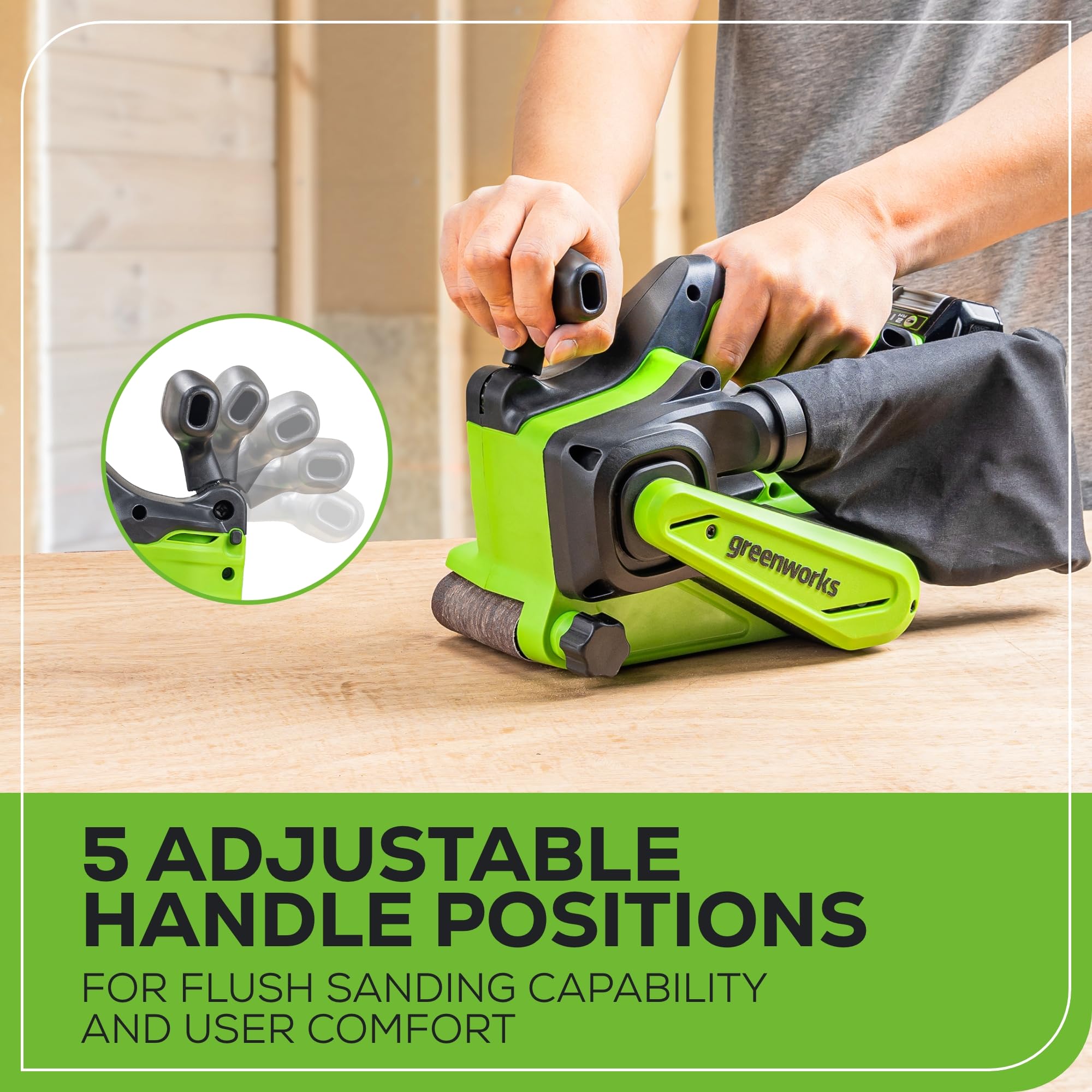 Greenworks 24V Brushless Cordless Belt Sander Kit - 3in x 18in Portable Battery Powered Sander with 4Ah Battery, Charger, Dust Bag & 60 Grit Sandpaper | Ideal for Woodworking, DIY Projects & Home Renovations